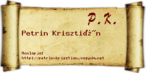 Petrin Krisztián névjegykártya